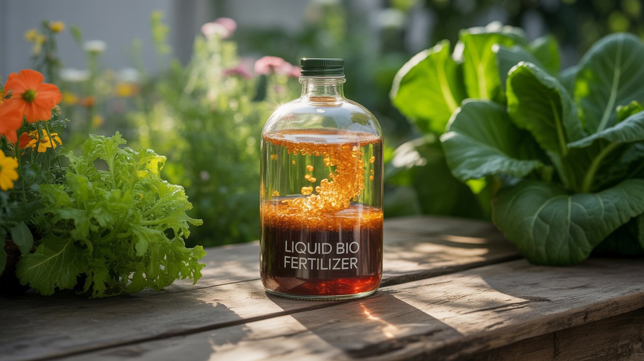 Liquid bio fertilizer is a living nutrient-dense solution of beneficial soil microbes that naturally fix nitrogen, release phosphorus, and mobilize potassium for crops.